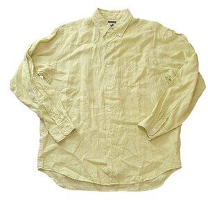 Vtg Y2K 2001 Banana Republic Mens Large Irish Linen Collared Button Shirt Green
